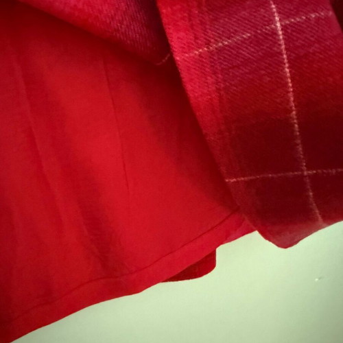Escada Sport wool checked skirt used in red and fuchsia tones