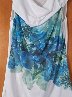 Πουκάμισο αμάνικο σαν καινούργιο, μέγεθος S, άσπρο/μπλε