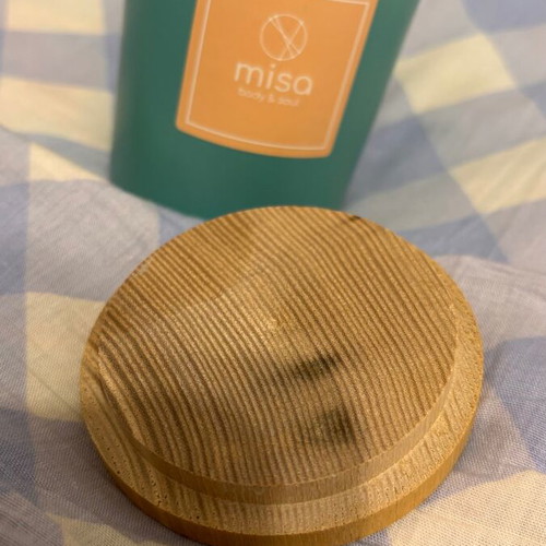 Misa Talc and Musk Candle like new, powder cotton scent in glass jar