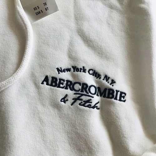 Abercrombie & Fitch white embroidered crop hoodie new with tags, size XXS