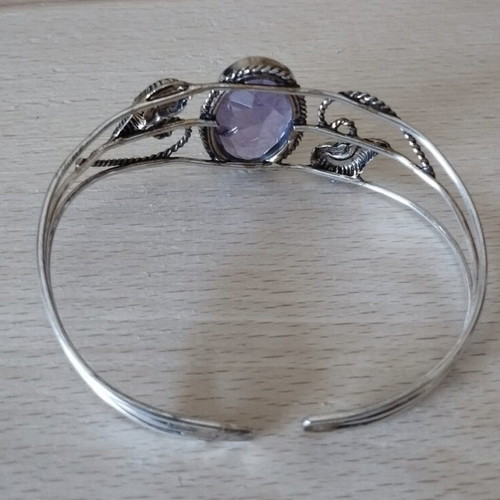 Handmade adjustable bracelet with large purple stone like new