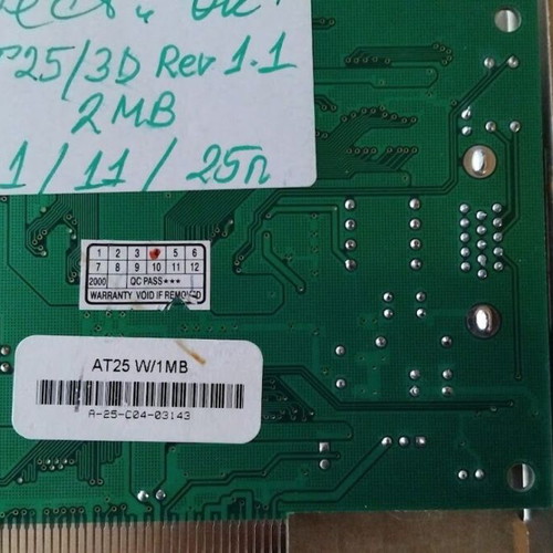 Alliance Semiconductor ProMotion AT25/3D 2MB PCI video card like new
