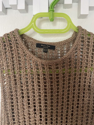 Crochet dress Massimo Dutti XS like new, dark beige with detachable slip