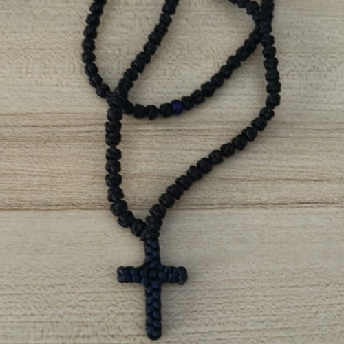 Komboskini synthetic 100 knots with blue cross detail, new
