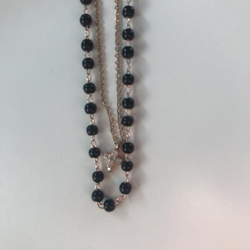 Rosary with cross steel in rose gold and black new