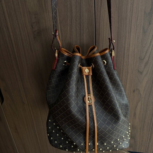 La tour Eiffel leather bucket bag like new, beige and brown