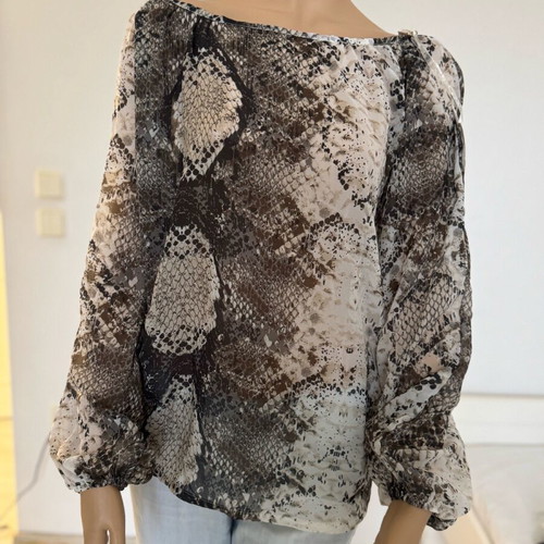 Dejavu top S loose croco airy with soft sleeves and ribbon new multicolor