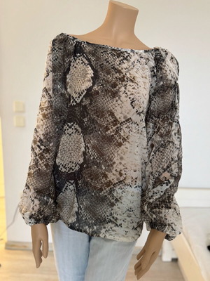 Dejavu top S loose croco airy with soft sleeves and ribbon new multicolor