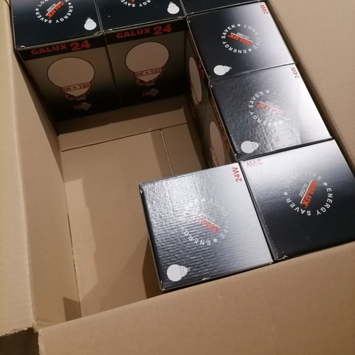 Globe light bulbs used, pack of 20, GALUX 24 W, warm light