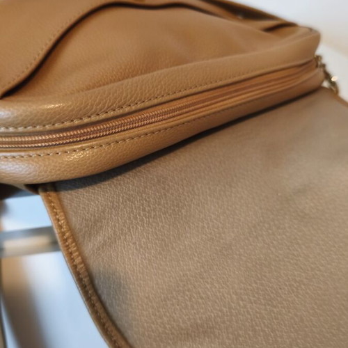 Longchamp crossbody bag used, dark beige pecan leather