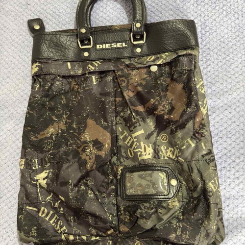 Diesel vintage Y2K 00's nylon tote bag used, khaki