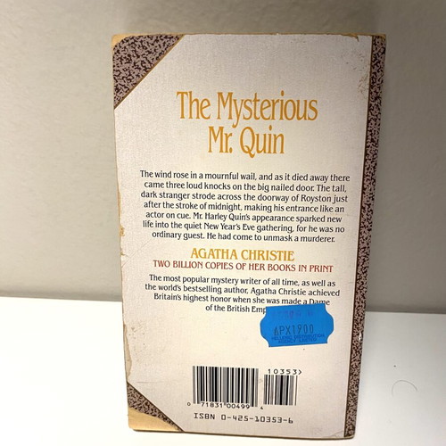 The Mysterious Mr. Quin by Agatha Christie used book