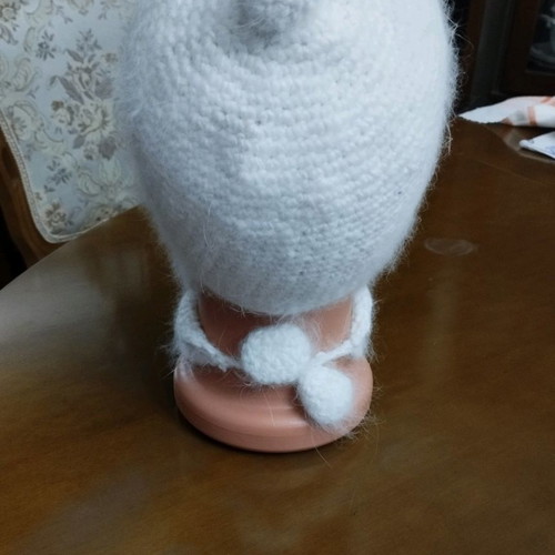 Handmade knit hat angora 100% new, size 52, white