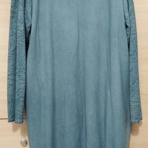 Cotton dress turquoise one size with hood and patchwork style
