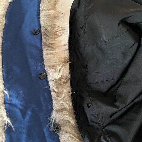 Zara black parka with blue satin lining and detachable hood size L