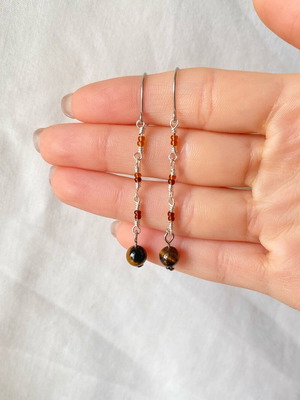 Earrings with tiger eye new, handmade with glass beads