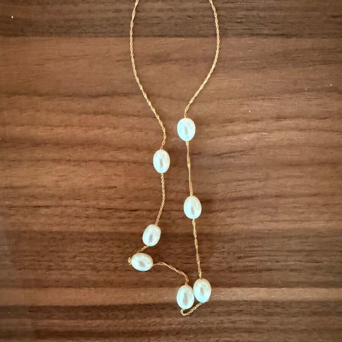 Gold necklace with pearls K14 new