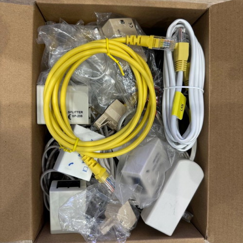 Telephony equipment new, pack with splitter and network cables