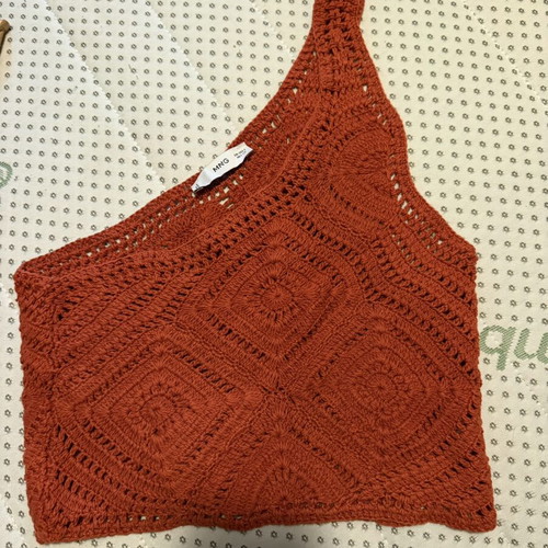 Mango orange crochet top, size small