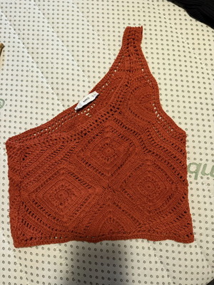 Mango orange crochet top, size small