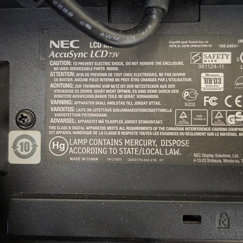NEC AccuSync LCD73V 17" monitor used, 1280x1024 resolution