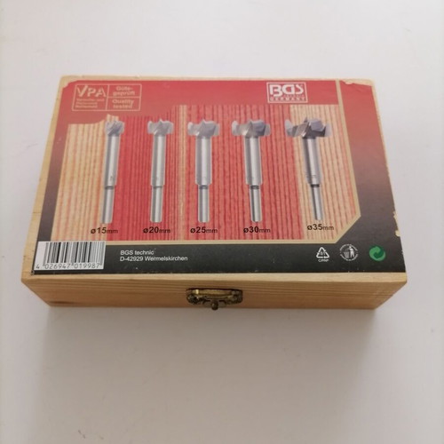 Fostner wood drill bit set 4 pieces new in wooden case