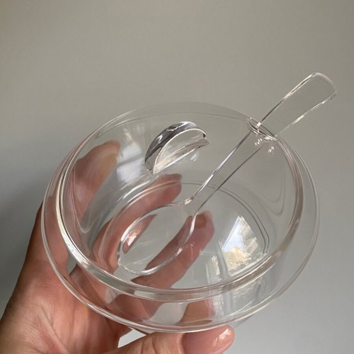 Guzzini Sugar Bowl clear acrylic new old stock design STG Studio Italy
