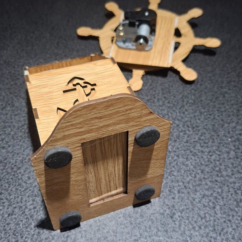 3D Wooden Puzzle Ship Wheel Music Box like new