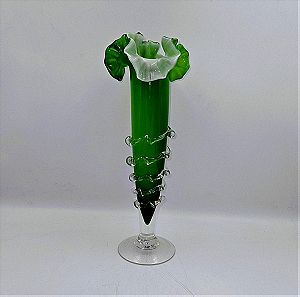 Murano Βάζο Χειροποίητο με φυσητό πράσινο γυαλί 1970-1979