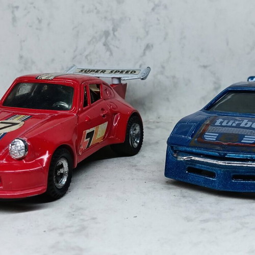 Vintage toy cars Porsche Turbo and Maserati Bora like new, 1/37 scale