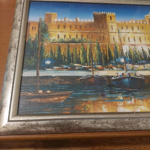 Oil painting on canvas with frame Palace of the Grand Master Rhodes, like new