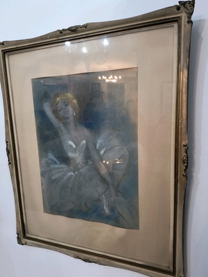 Ballerina painting on paper like new, 1965