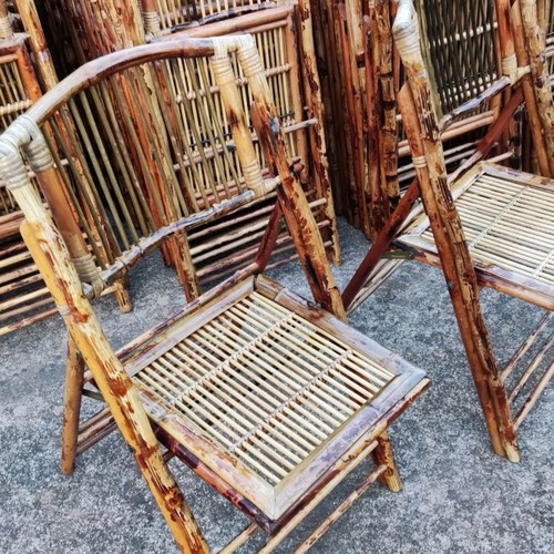 Bamboo folding chairs used, pack of 60 pieces