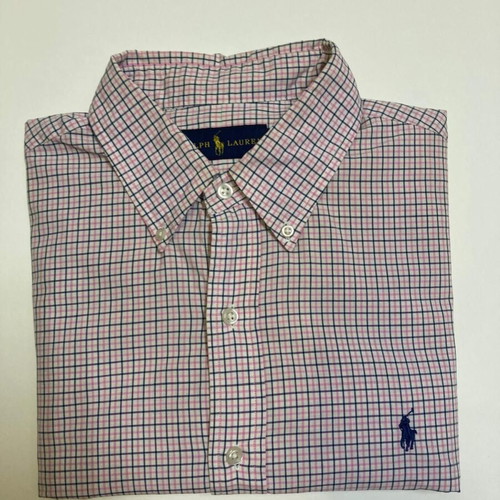 Ralph Lauren Oxford long sleeve shirt, pink white blue checked, size L