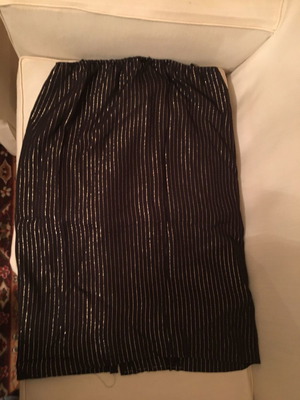 Women's skirt dark brown with gold lines, size L, new