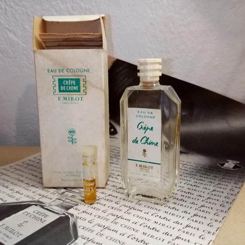 Vintage Crêpe de Chine Millot perfumes used, rare box included