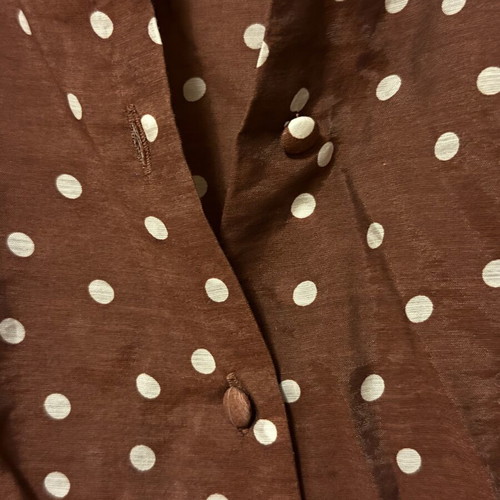 Stradivarius polka dot shirt, brown and white, size S