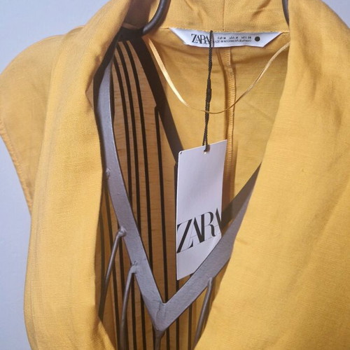 Zara Linen Midi Dress new, size M, mustard yellow