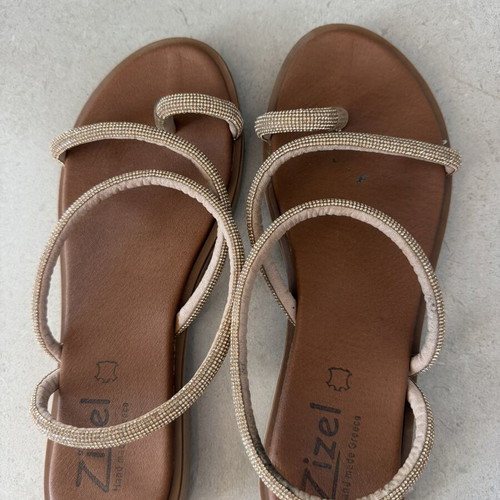 Gizel leather sandals, gold, size 40