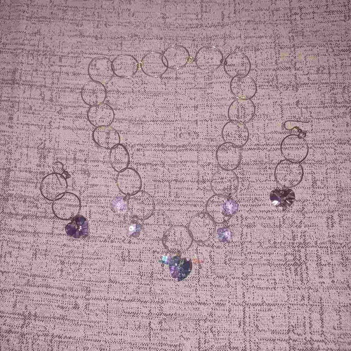 Jewelry set used with purple stones necklace and earrings