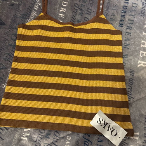 Summer blouse new, brown and gold, size S
