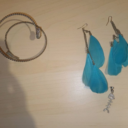 Bijoux set like new with fishbone pendant, earrings and bracelet