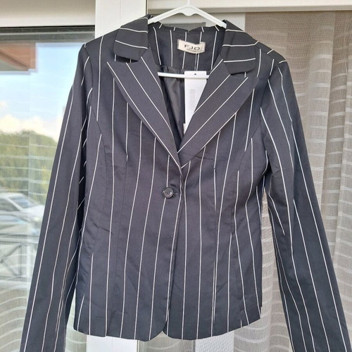 Fjo blazer jacket new black with white stripe