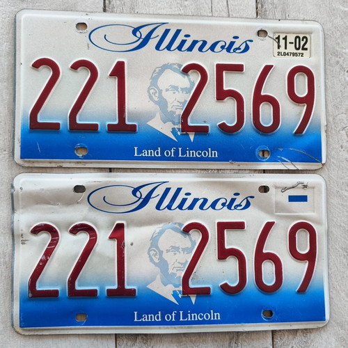 Vintage μεταλλικές ταμπέλες Illinois Land of Lincoln, σετ 2