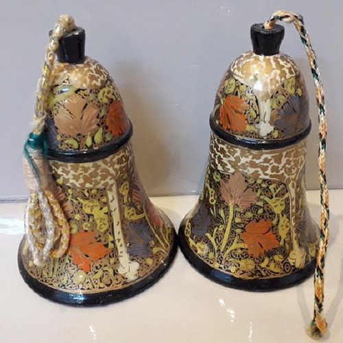 Decorative bells used, set of 2, pressed paper
