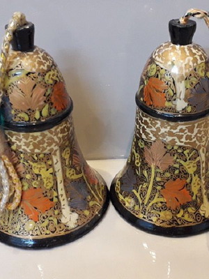 Decorative bells used, set of 2, pressed paper
