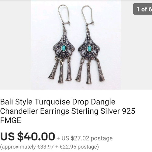 Handmade earrings made of 925 silver and semi-precious turquoise stones