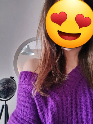 Long warm Mango sweater like new, purple, chunky knit