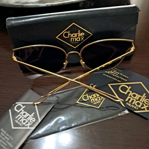 Charlie Max women's sunglasses gold with pink lenses like new