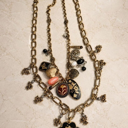 Vintage Boho Layered Charm Necklace Zara like new, multicolor gold tone